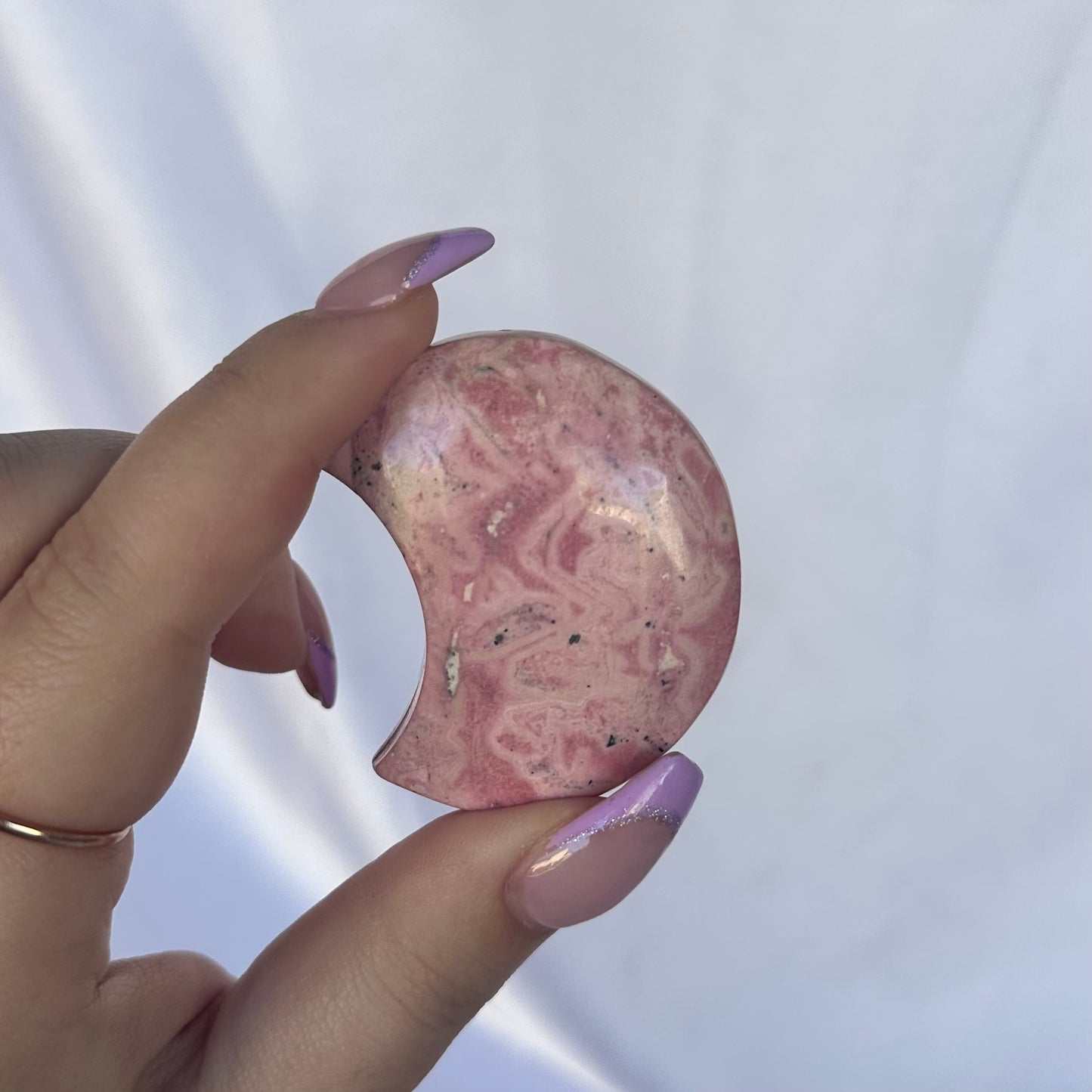 Peruvian rhodonite moon #3