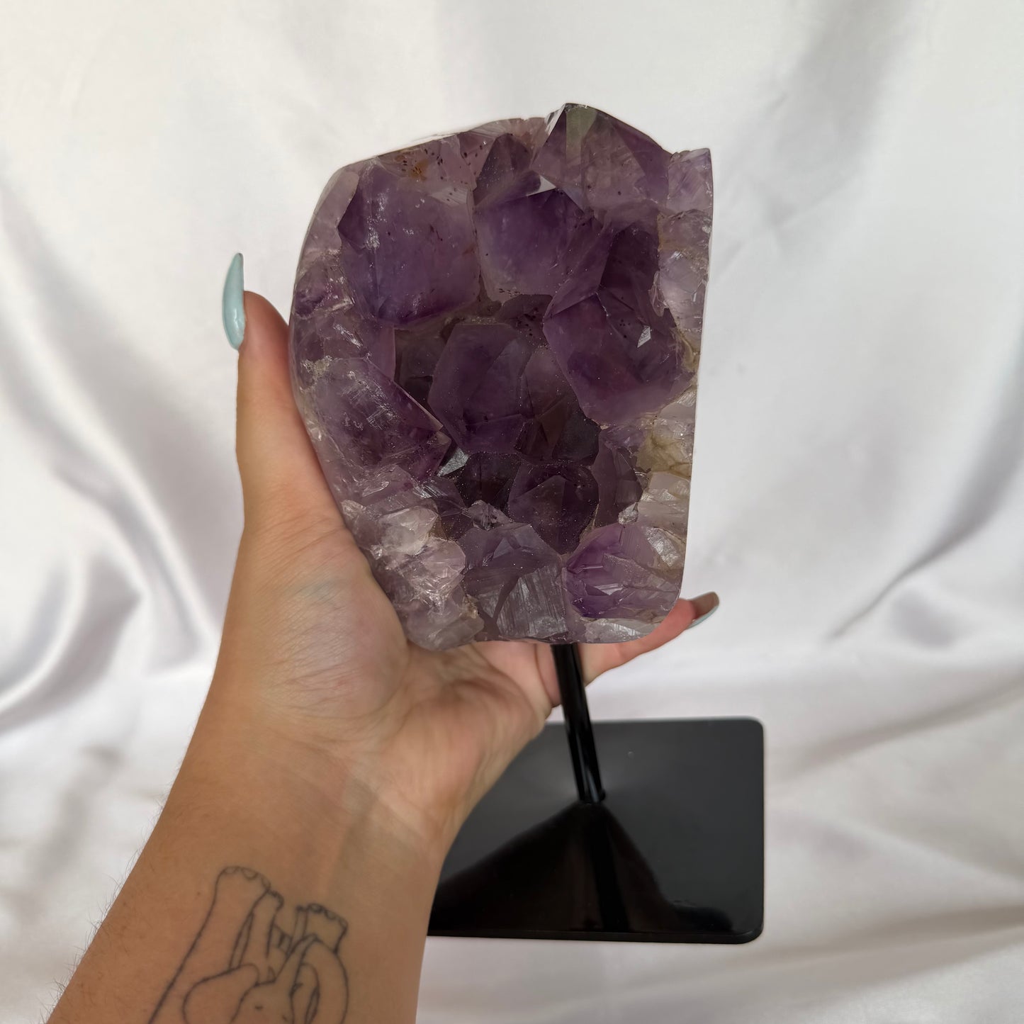 Amethyst cluster on stand