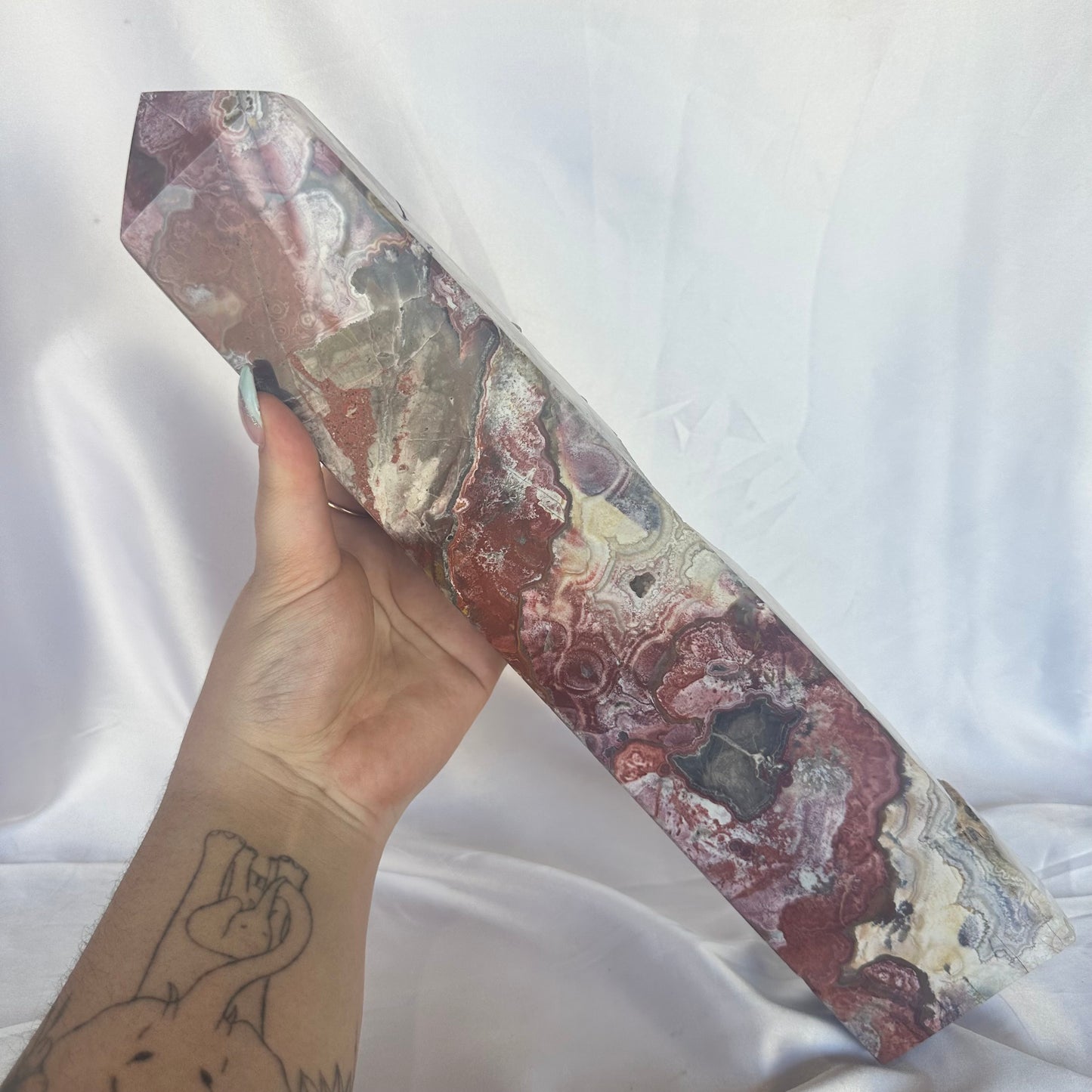 Mexican lace agate XXL tower