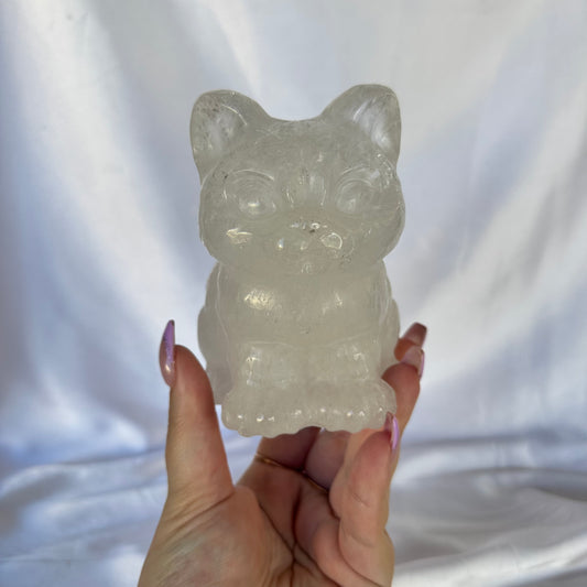 XL clear quartz cat