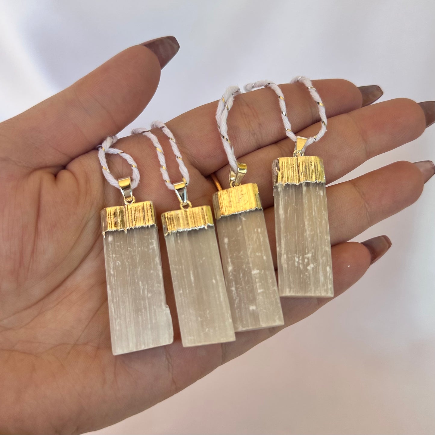 4x selenite ornament pieces