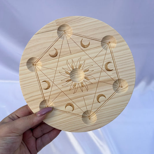 Wooden 7 sphere stand plate