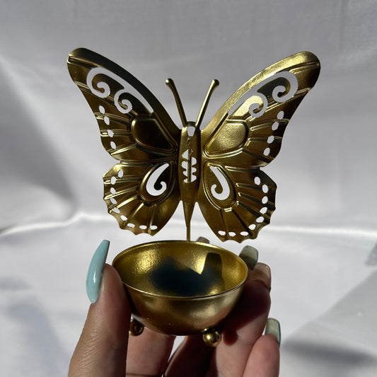 Gold butterfly bowl sphere stand