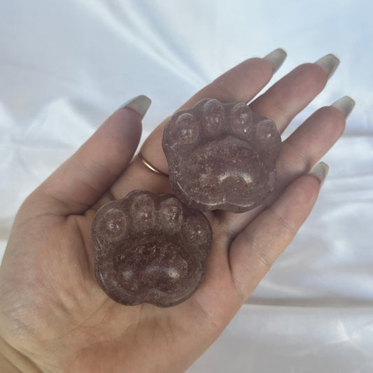 Strawberry quartz paw print