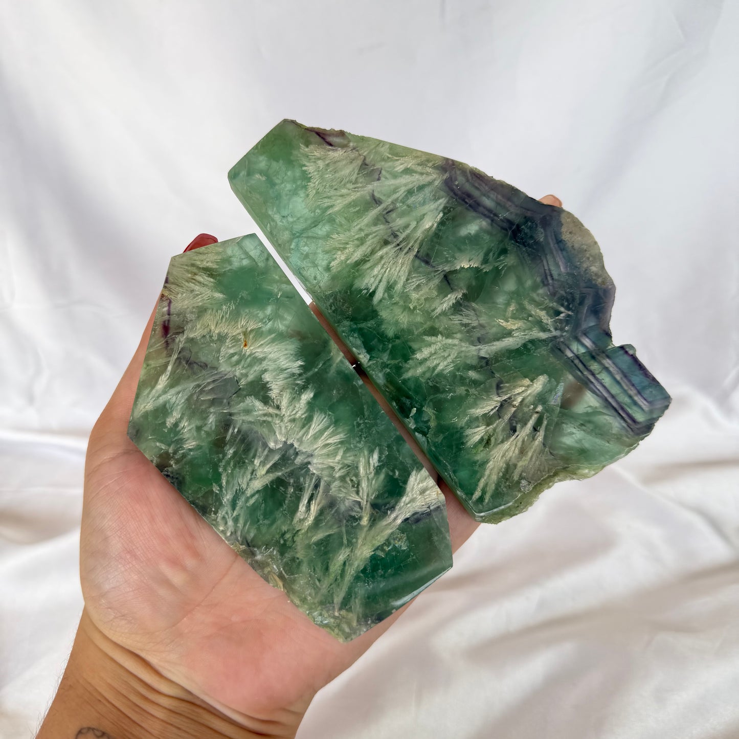 Feather fluorite slab