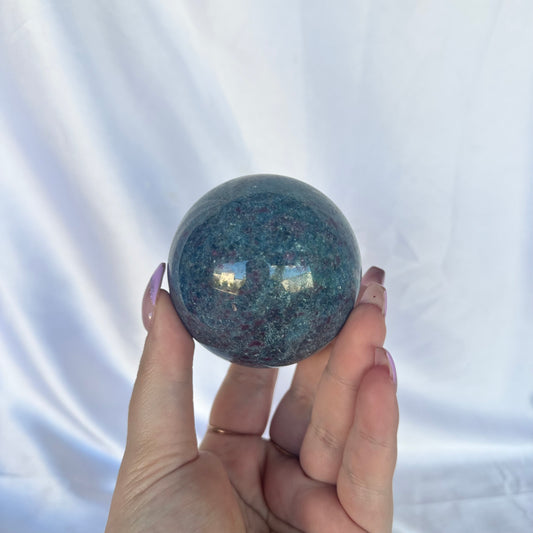 Ruby fuschite x kyanite sphere