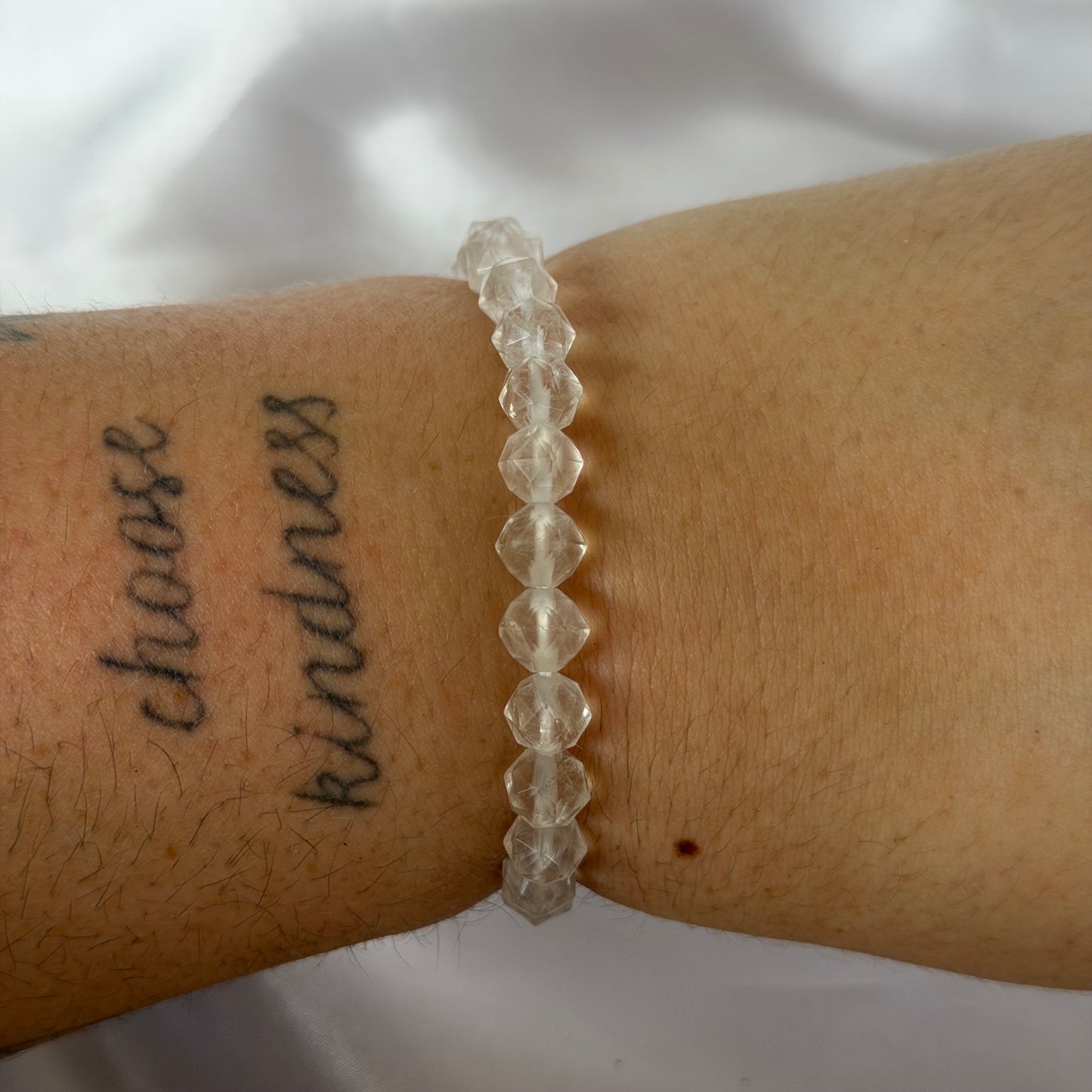 Clear quartz faceted bracelet