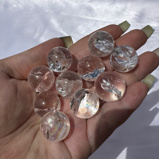 Mini clear quartz spheres
