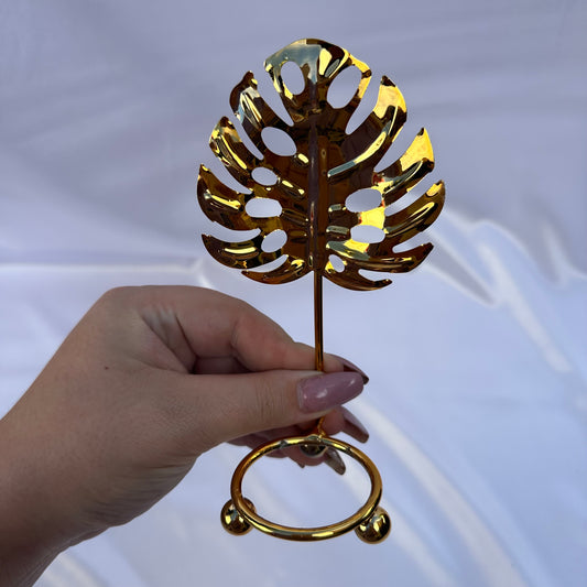 Gold leaf sphere stand