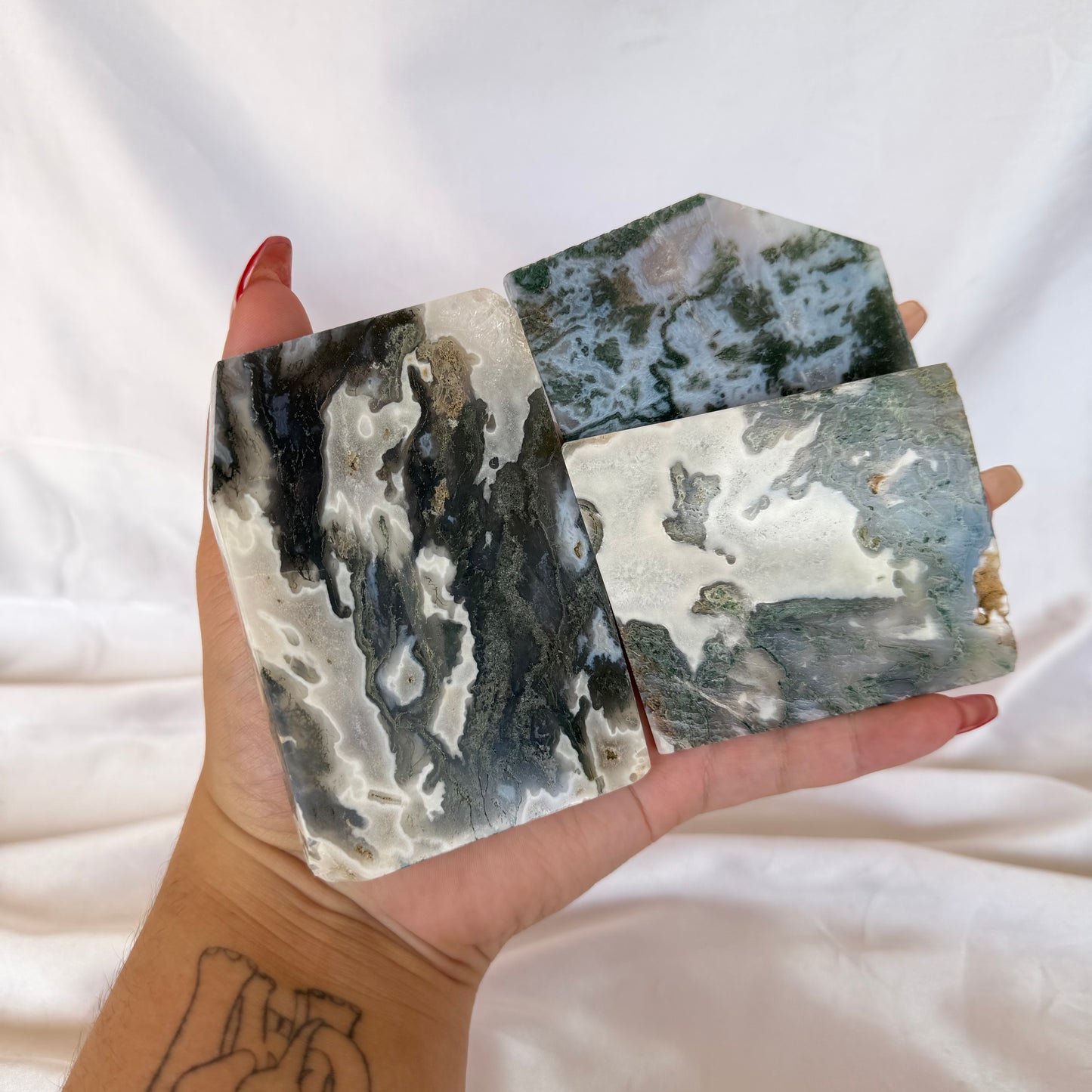 Moss agate slabs