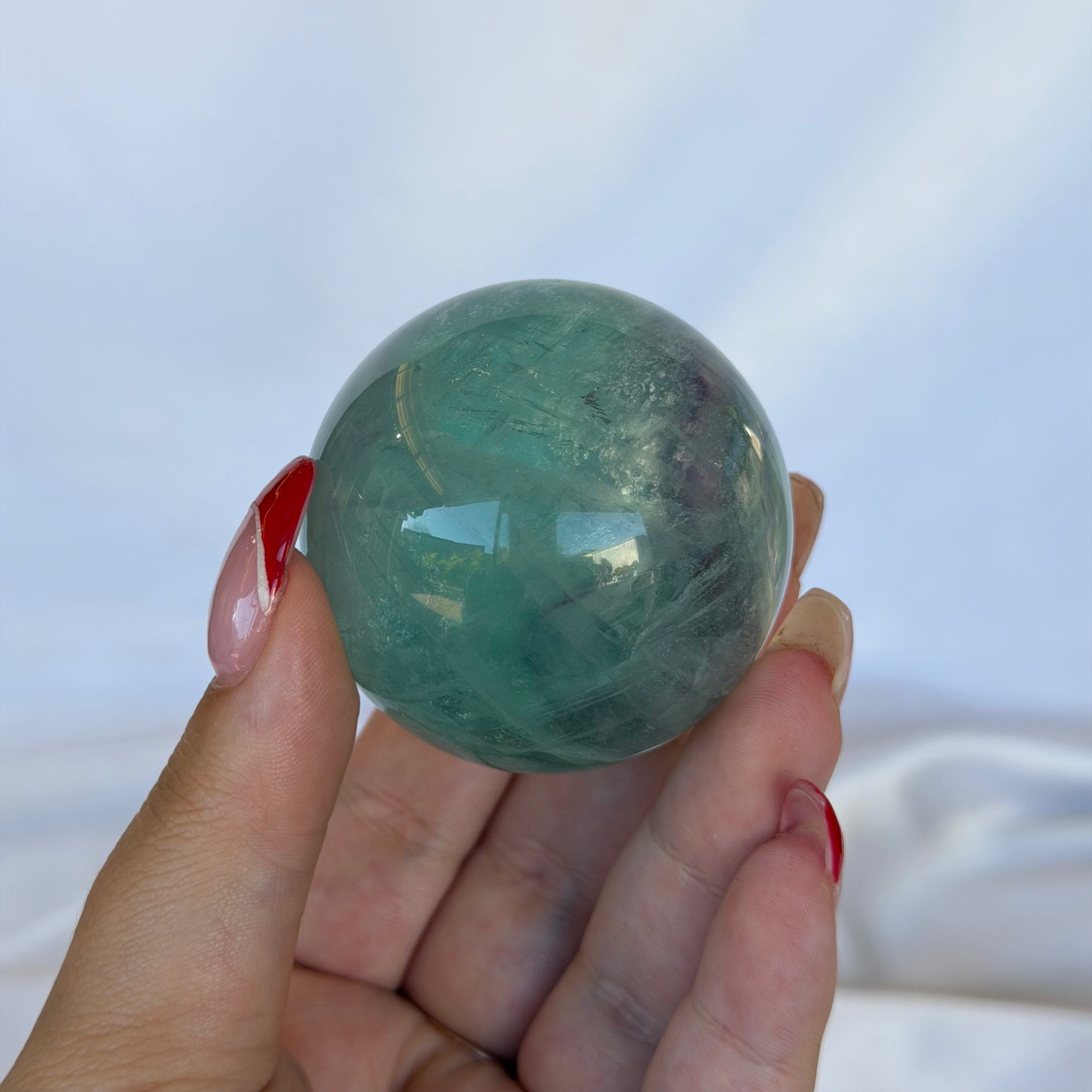 Watermelon fluorite sphere #196