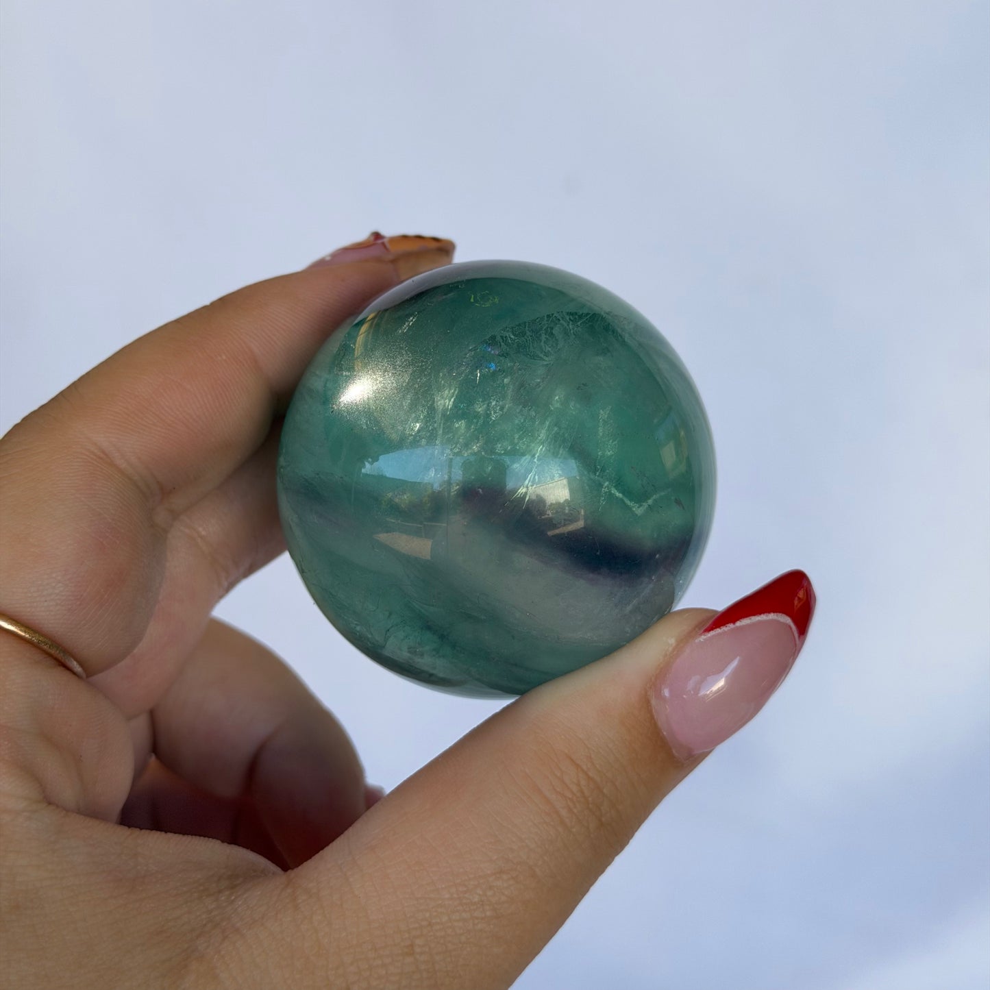 Watermelon fluorite sphere #176