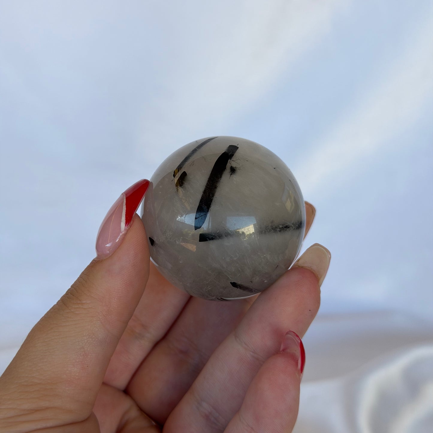 Tourmaline in quartz sphere #251