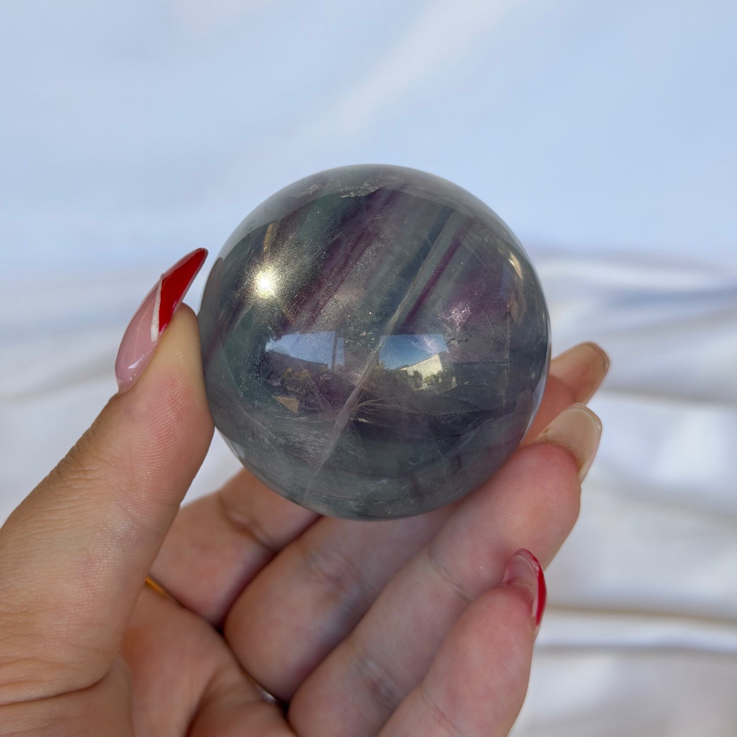 Watermelon fluorite sphere #181